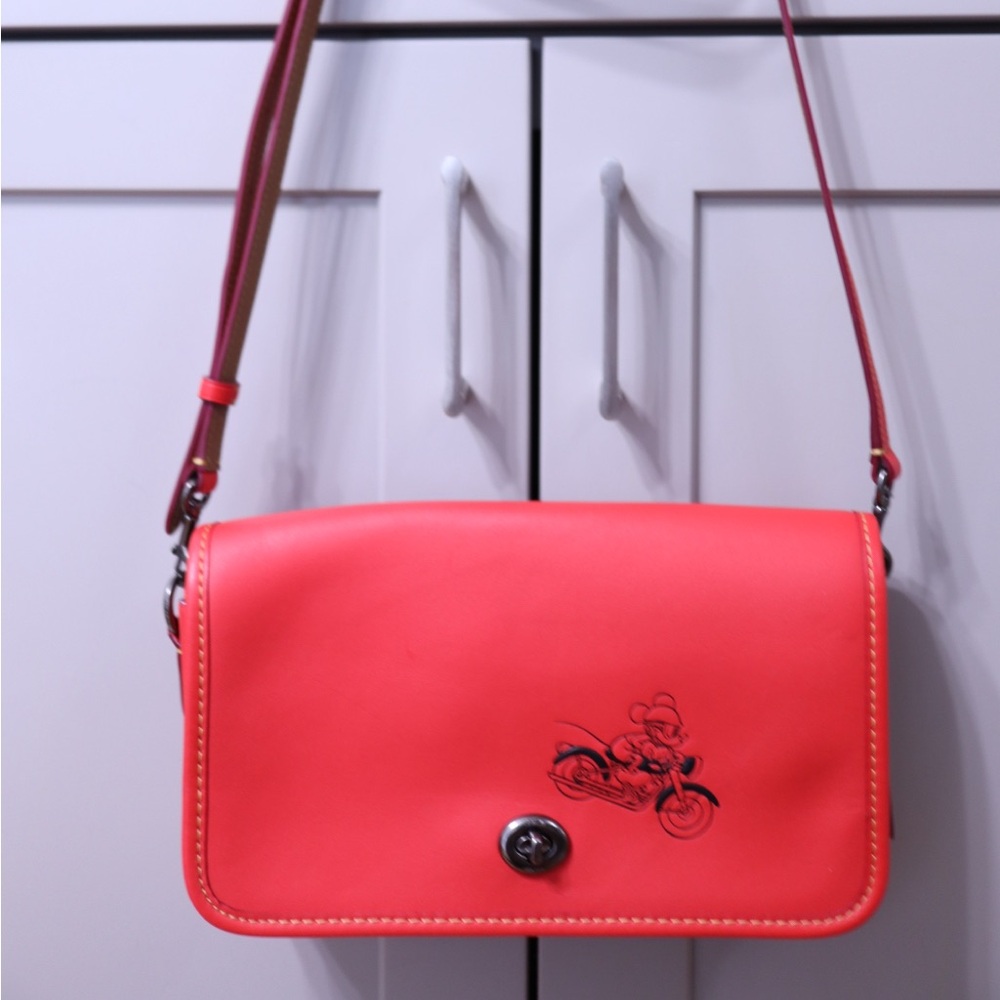 Coach x disney Red glovetanned Leather Crossbody Bag